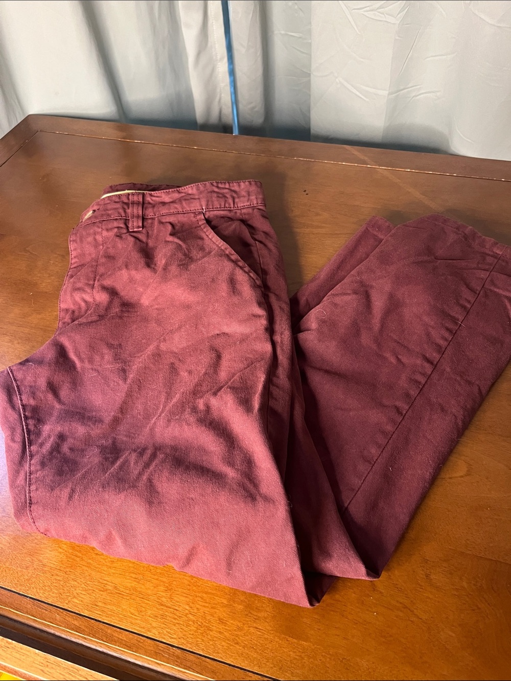 Bellfield Mens Chinos Straight Leg Burgundy